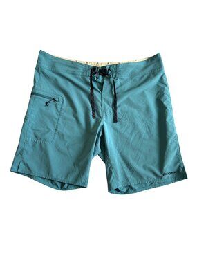 Patagonia Mens Surf Board Shorts Teal 20" Drawstring Waist Recycled Polyester